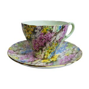 Shelley Dainty Teacup & Saucer Rock Garden Vintage Fine Bone China England